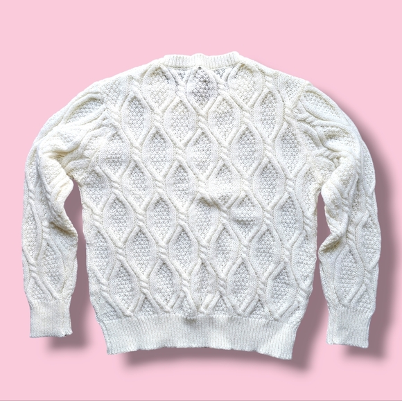 Solid Pearl Cable Knit Crewneck Sweater - Picture 3 of 14